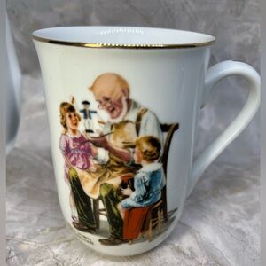 Vintage Norman Rockwell White and Gold Vintage Mug